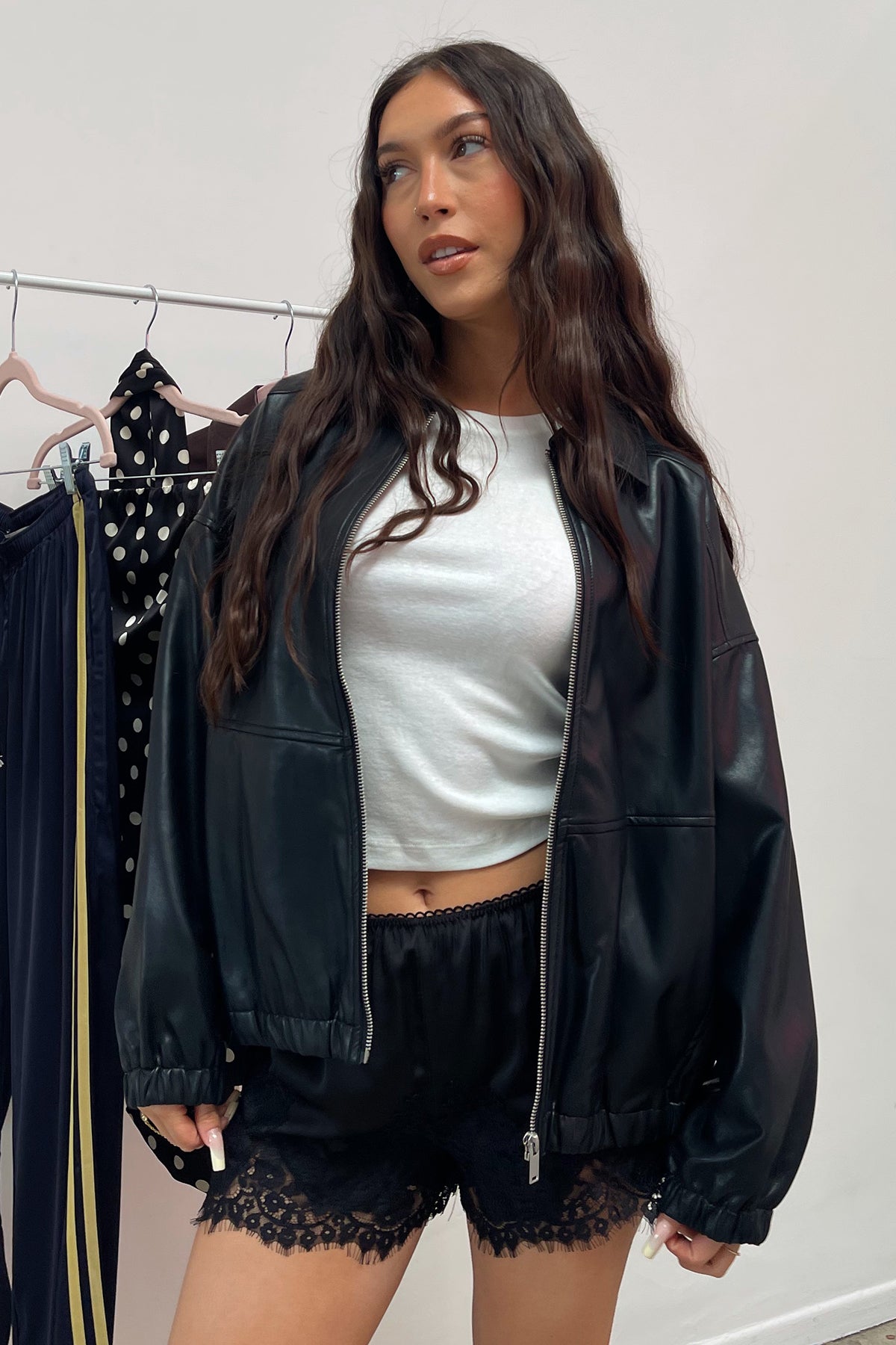 All Roads Black Faux Leather Oversized Jacket - Image 2