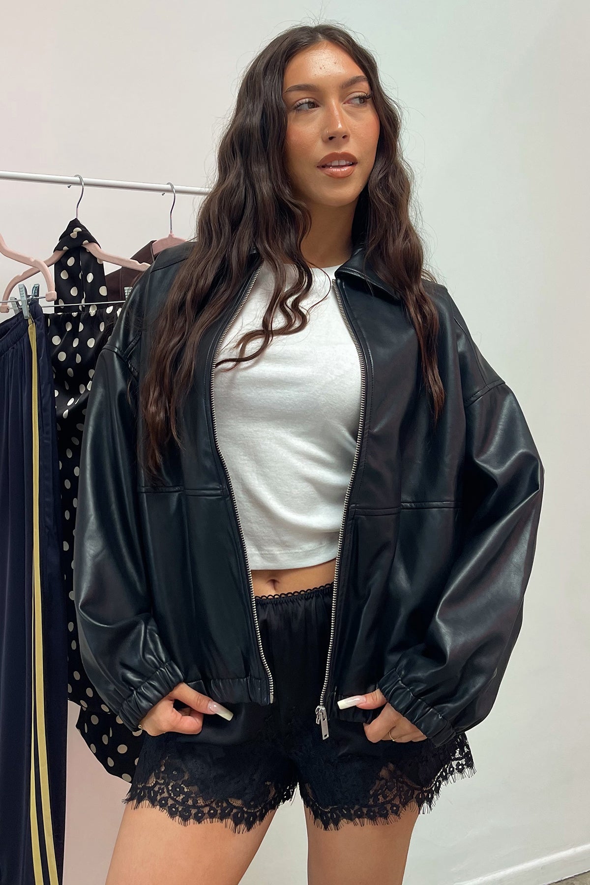 All Roads Black Faux Leather Oversized Jacket - Image 3