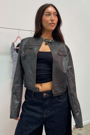 Look Twice Vintage Brown Faux Leather Jacket