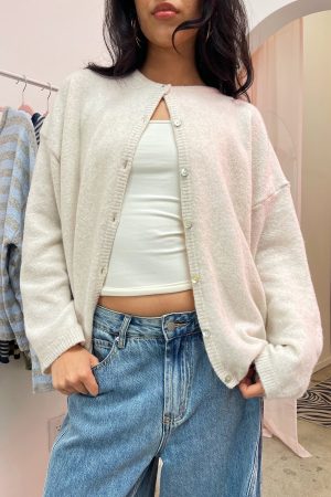 Collins Cream Plush Button Up Cardigan