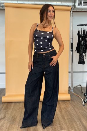 Pounding Pavement Dark Denim Low Rise Wide Leg Jeans