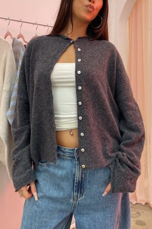 Blythe Charcoal Button Up Cardigan