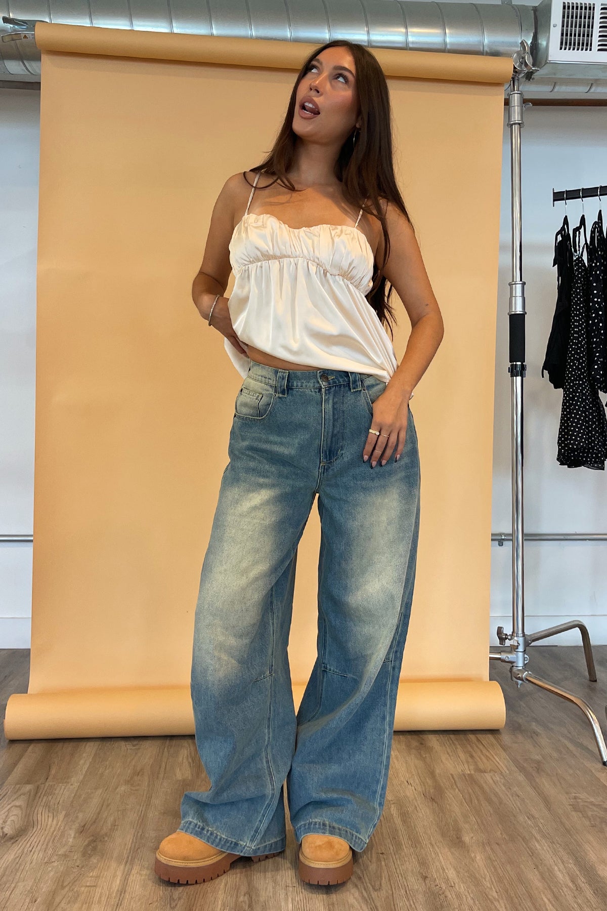 Perfect Pair Worn In Wash Wide Leg Denim Jeans - Image 2
