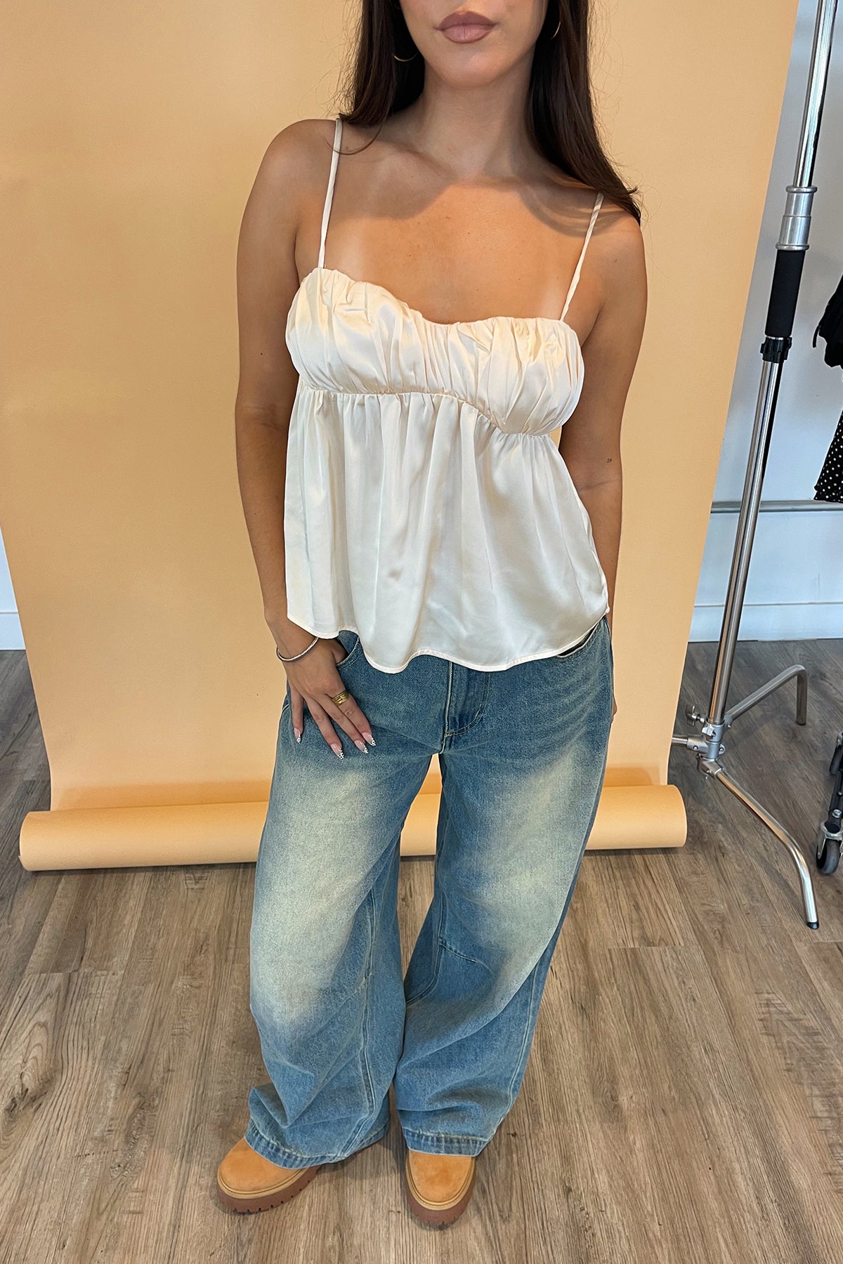 Perfect Pair Worn In Wash Wide Leg Denim Jeans - Image 4