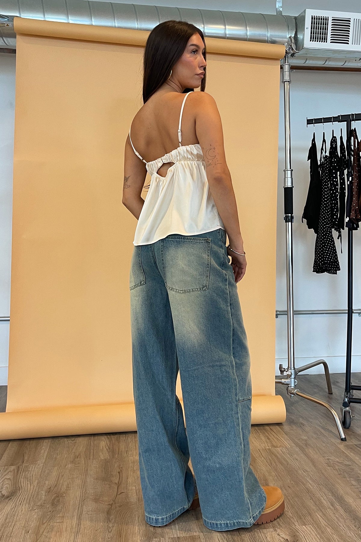 Perfect Pair Worn In Wash Wide Leg Denim Jeans - Image 5