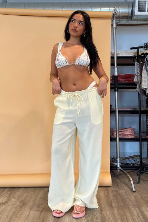 Pocket Full Butter Yellow Sheer Pants